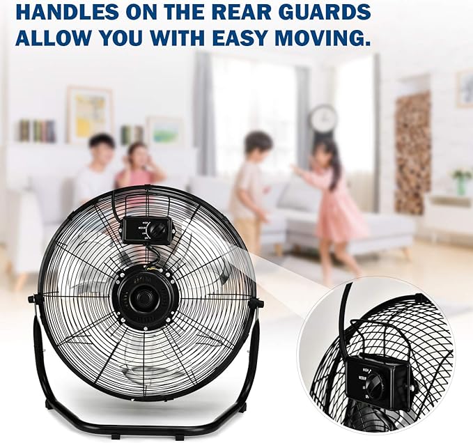 Deluxe 18 Inch 3-Speed High Velocity Heavy Duty Floor Fan for Industrial, Commercial, Residential, and Greenhouse Use, Black,Free and fast delivery