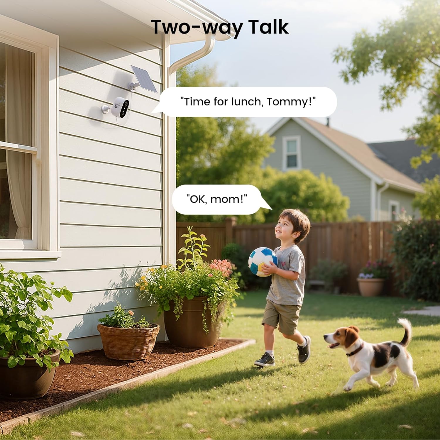 2K Security Camera Wireless Outdoor, Solar Powered Security Camera with Spotlight, Siren, Motion Detection, Full Color Night Vision, 2-Way Audio, IP66, Compatible with Alexa, 2.4GHz WiFi (2PACK)