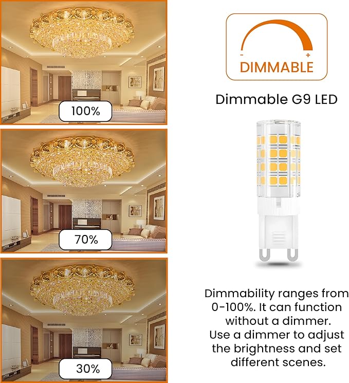 STRAK LED G9 7W-30/KD Equivalent-700 Lumens Dimmable, CETL (6PK) ETL Certified