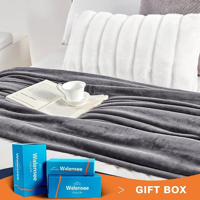 Fleece Blanket Plush Throw Fuzzy Lightweight (Twin Size 60x80 Dark Grey) Super Soft Microfiber Flannel Blankets for Couch, Bed, Sofa Ultra Luxurious Warm and Cozy for All Seasons,fast and free shipping.