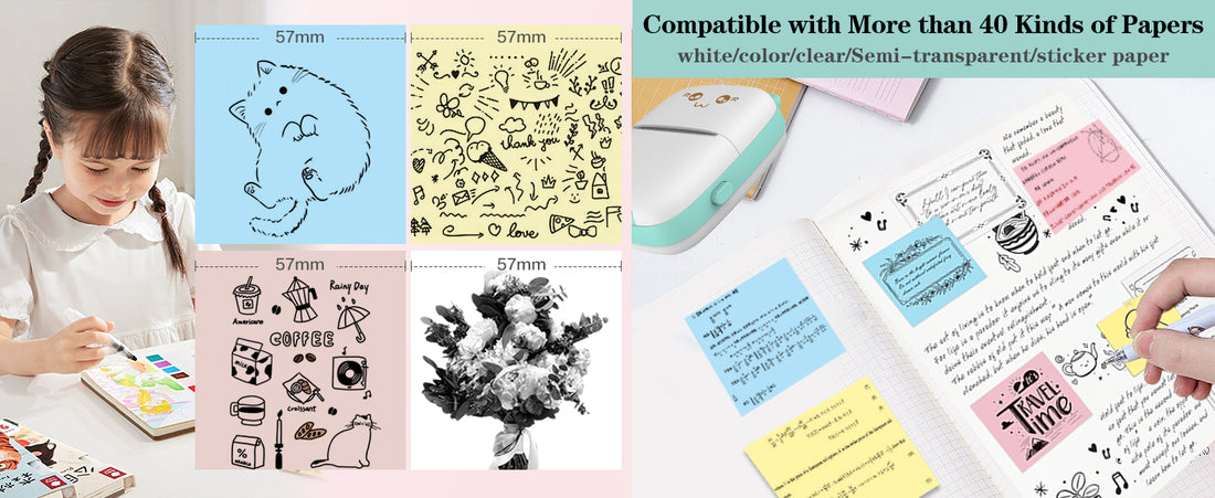 Mini Printer Portable, Inkless Sticker Printer with 8 Rolls Paper, Bluetooth Wireless mini Thermal Printer Compatible with iOS + Android for Journal, Memo, Photo, Print Pod Gifts for Girls Kids,Colour Name: Blue. Fast and free shipping.