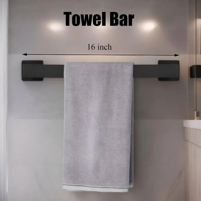 5pcs Matte Black Hardware Set, 16 Inch Towel Bar, Towel Racks, Toilet Paper Holder, SUS304 Stainless Steel WallMounted, Towel Racks,FAST AND FREE SHIPPING.