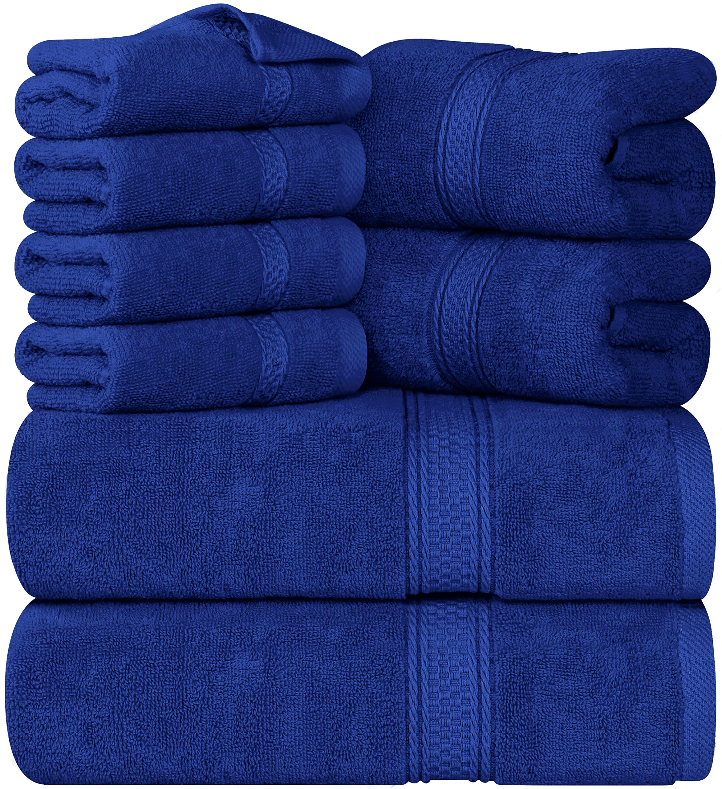 Cymak Towels 8-Piece Premium Towel Set, 2 Bath Towels, 2 Hand Towels, and 4 Wash Cloths, 600 GSM 100% Ring Spun Cotton Highly Absorbent Towels for Bathroom, Gym, Hotel, and Spa