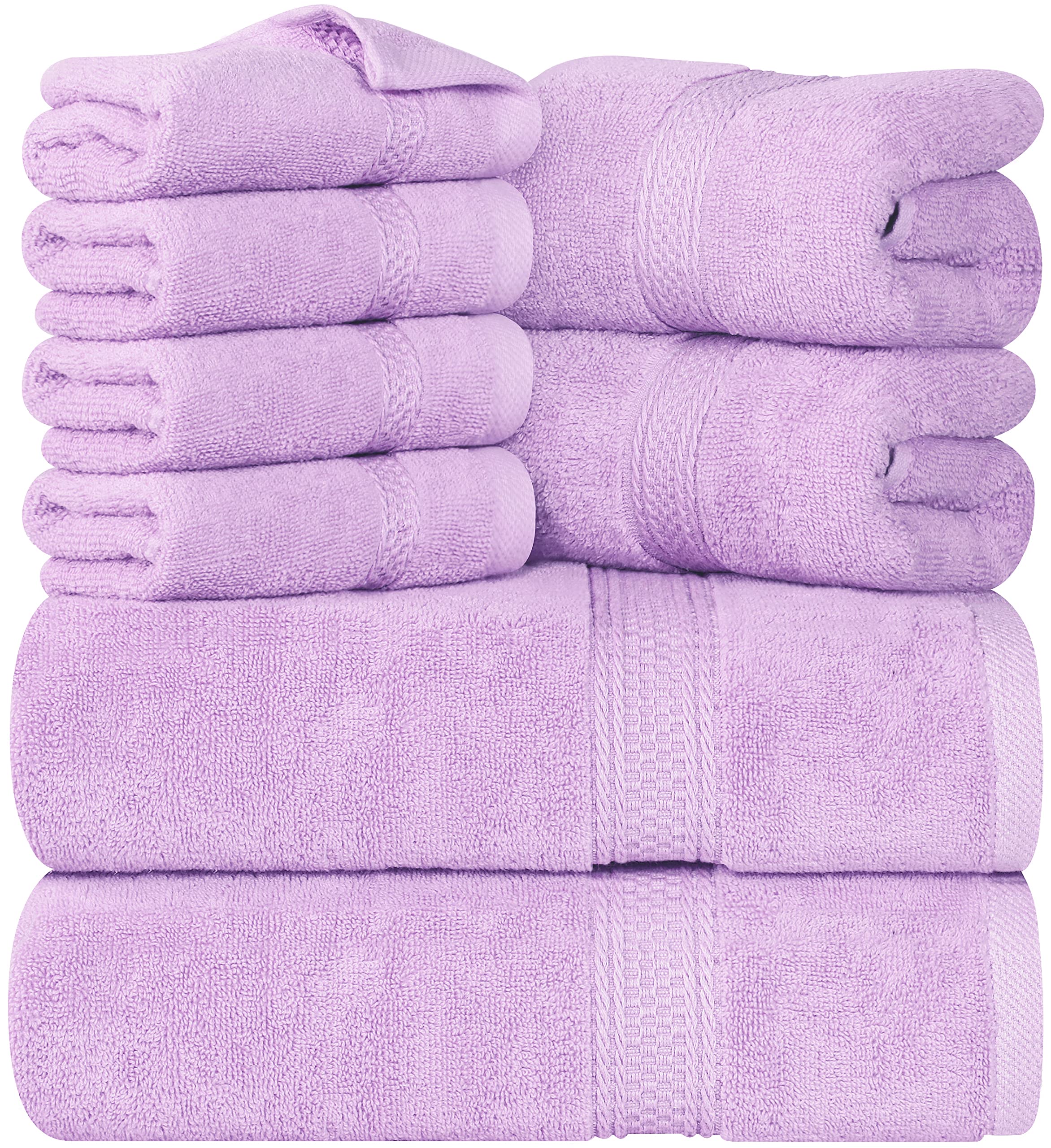 Cymak Towels 8-Piece Premium Towel Set, 2 Bath Towels, 2 Hand Towels, and 4 Wash Cloths, 600 GSM 100% Ring Spun Cotton Highly Absorbent Towels for Bathroom, Gym, Hotel, and Spa