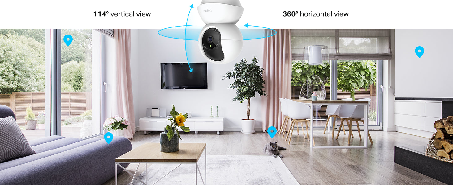 TP-Link Tapo Smart Pan/Tilt Indoor Security Camera, 360° Motion Tracking, 1080p Full HD WiFi Camera for Pet/Baby, Night Vision, 2-Way Audio, 128 GB Local Storage, Works w/Alexa &amp; Google (Tapo C200),Fast and free delivery.