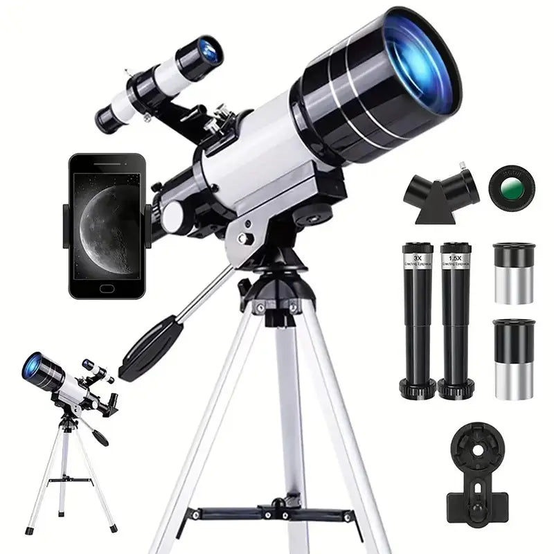 HD 150X Astronomical Telescope High-Powered,Portable with 700mm Aperture (HD Refractor, Tripod, Phone Adapter) Ideal for Stargazing and Space Exploration, Free and fast shipping.