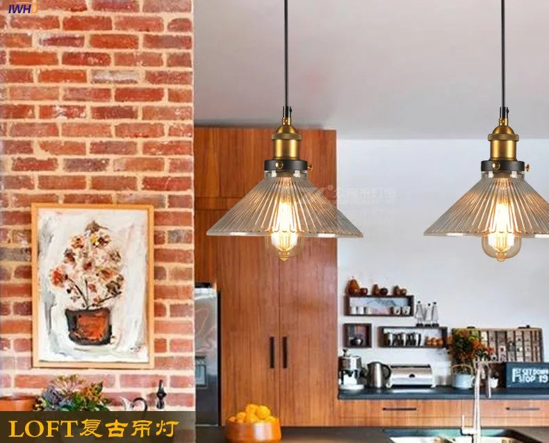 Loft Pendant Light 60W Glass Shade Lamp Industrial Vintage Retro Style Warehouse Lighting Ul