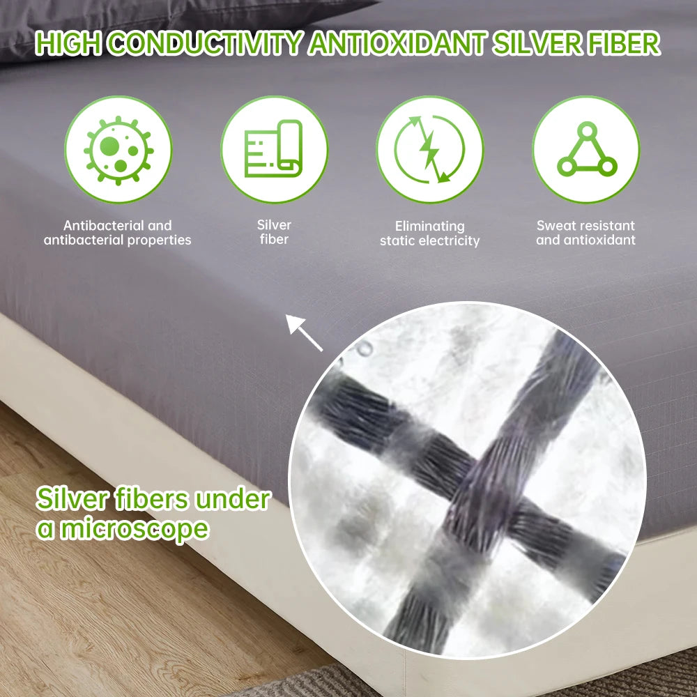 Earthing Grounding Fitted Sheet Home Bedding,10% Silver Fiber and 90% Organic Cotton Anti-static,free shipping delivery 30 days.