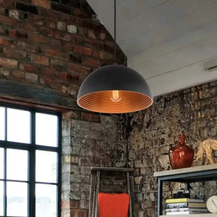 Industrial Warehouse Dining Room Black and Gold Dome Shade Pendant lights ,Certification ETL, Delivery 60days.