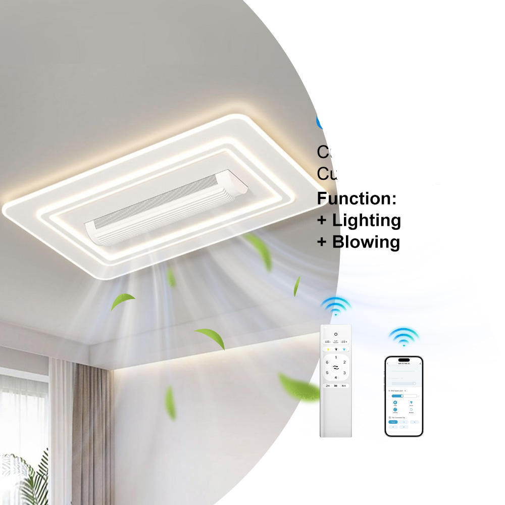 Modern Square Bladeless Ceiling Fan Energy Efficiency Ventilation Ceiling Fan With Light and Remote Control,ETL Listed, Pack of two, CCT.Free shipping, Delivery 60 days.