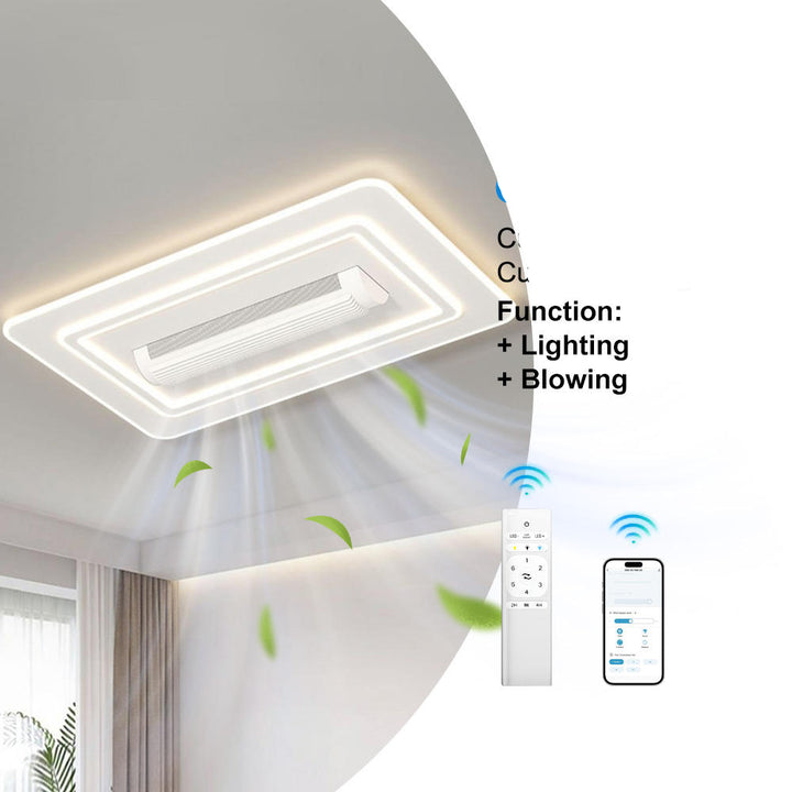 Modern Square Bladeless Ceiling Fan Energy Efficiency Ventilation Ceiling Fan With Light and Remote Control,ETL Listed, Pack of two, CCT.Free shipping, Delivery 60 days.