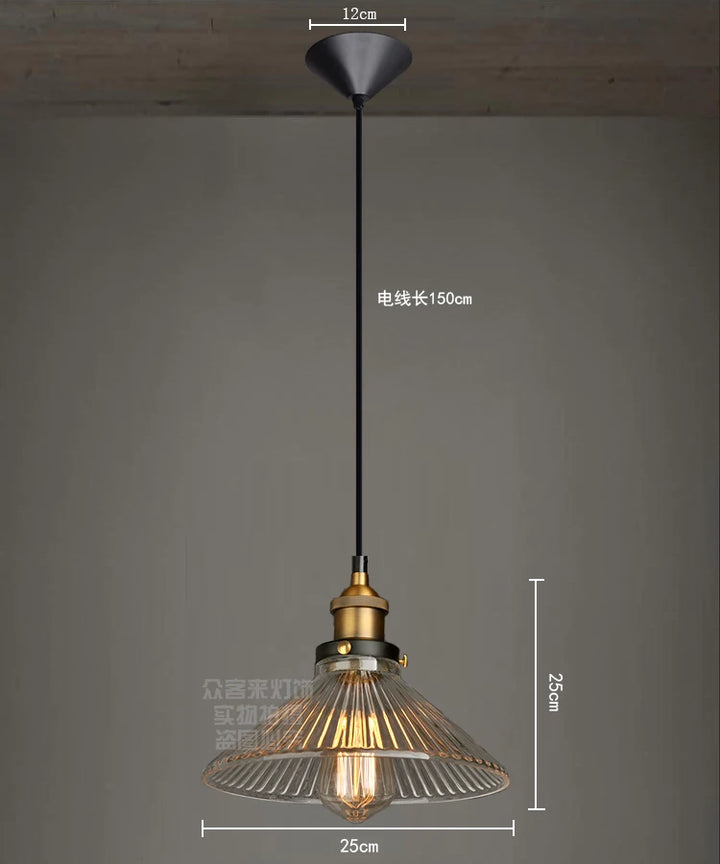 Loft Pendant Light 60W Glass Shade Lamp Industrial Vintage Retro Style Warehouse Lighting Ul