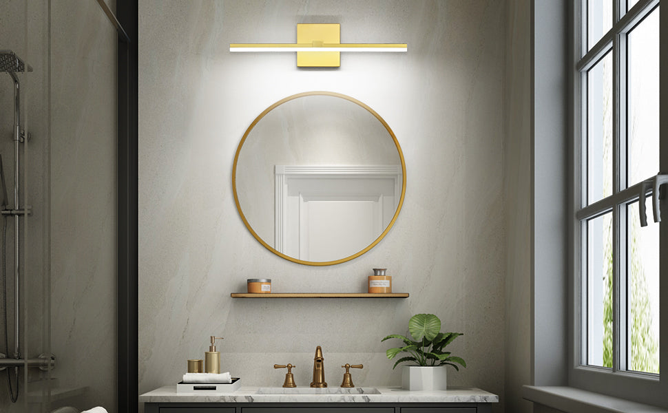 Dimmable Modern Gold Bathroom Light Fixtures 18 inch LED Vanity Light Bar Over Mirror for Bath,ETL Cetified driver, Free,Fast shipping.
