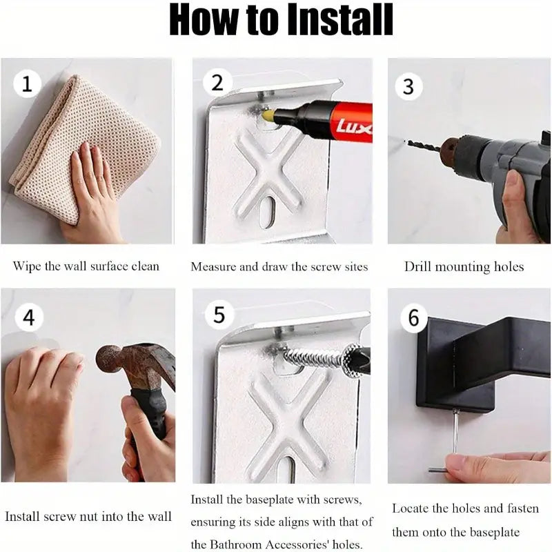 5pcs Matte Black Hardware Set, 16 Inch Towel Bar, Towel Racks, Toilet Paper Holder, SUS304 Stainless Steel WallMounted, Towel Racks,FAST AND FREE SHIPPING.