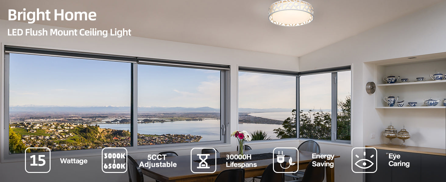 Flush Mount Ceiling Light,12" 20W 1400LM Ceiling Light, 3000K/3500K/4000K/5000K/6500K,White Finished,LED Dimmable Lighting Fixture for Kitchen, Hallway, Bedroom, Laundry,ETL Certified,Free and fast shipment.