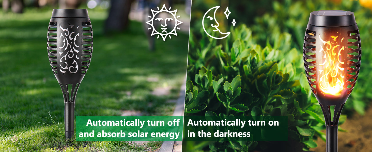 Solar Flame Torch Lights, 12 Pack Solar Lights Outdoor with Flickering Flame, Waterproof Solar Pathway Lights Landscape Decoration Lighting for Garden, Lawn, Patio, Yard, Outdoor Decorations,Fast and free shipping.