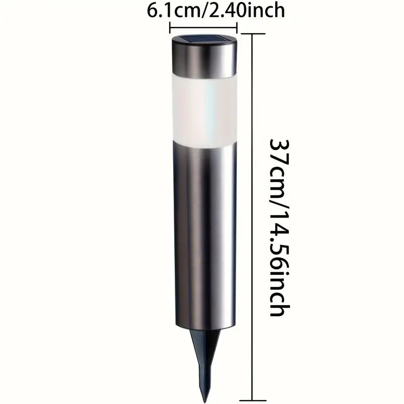 2 Pcs,White lights, Modern Stainless Steel Solar Outdoor LED Pathway Lights - For Garden, Pathway, Lawn, Yard, Bollard Lighting, free shipping,delivery in two weeks.