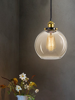 Pendant Lights Kitchen Island - 7.9 inches Island Lighting Fixtures, Glass Pendant Lights for Kitchen Island, Modern Clear Glass Globe Luminaire Suspendu for Dining Room, Socket and electric cord have passed the UL listing.Free and fast shipping