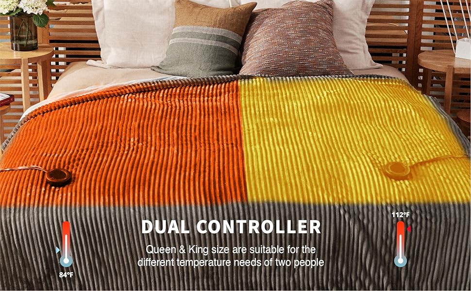 Heated Blanket King Size 100"x90", ETL Certification- 6 Heating Levels Electric Blanket&1-10 Hour Auto Off,Heating Blanket with Dual Controller(Grey).Fast and free shipment.