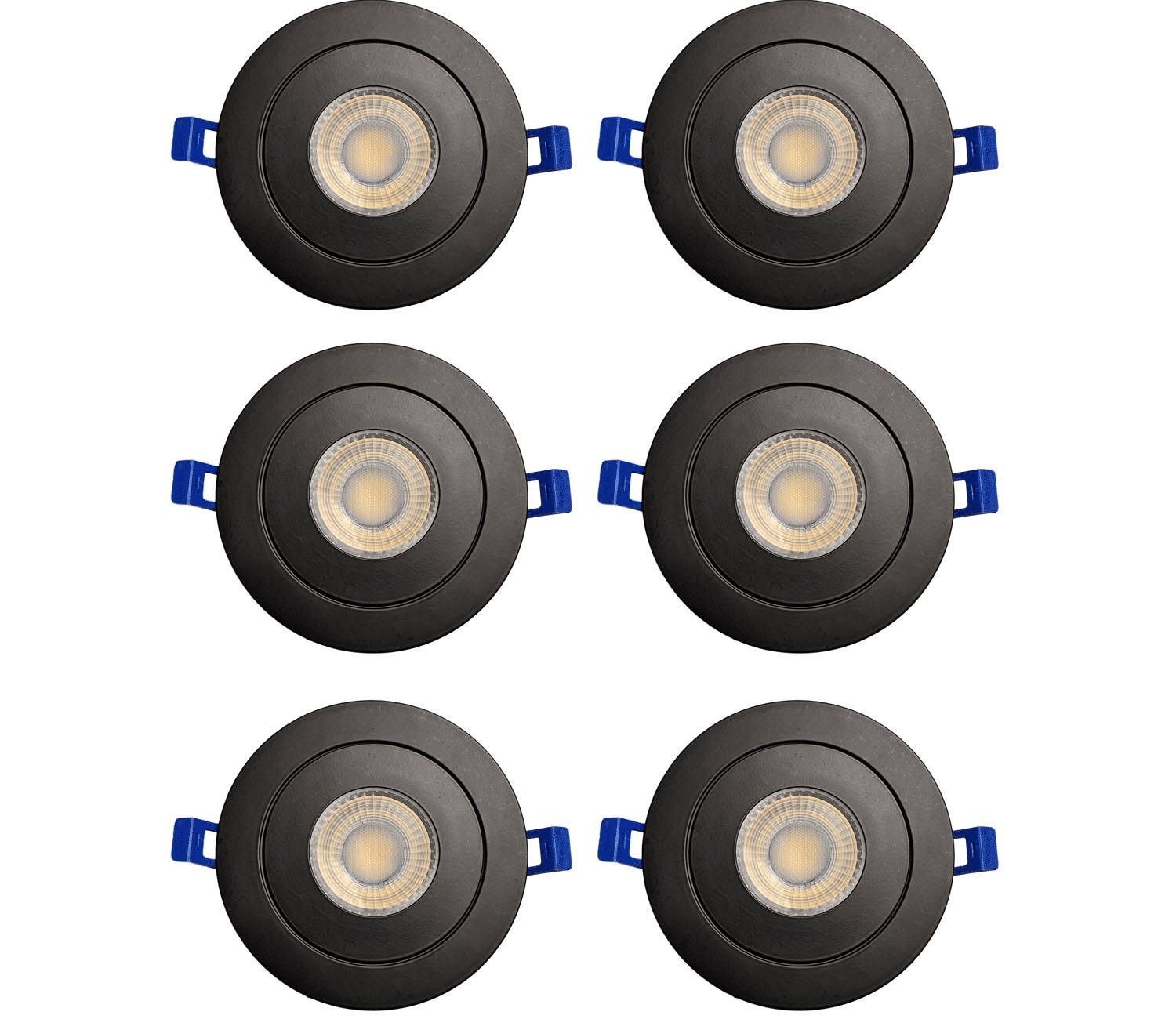 Strak Gimbal Black 4-Inch Integrated Slim Panel 7w 560lm Downlight Recessed Lighting 3000k (Warm White) - (6-Pack)