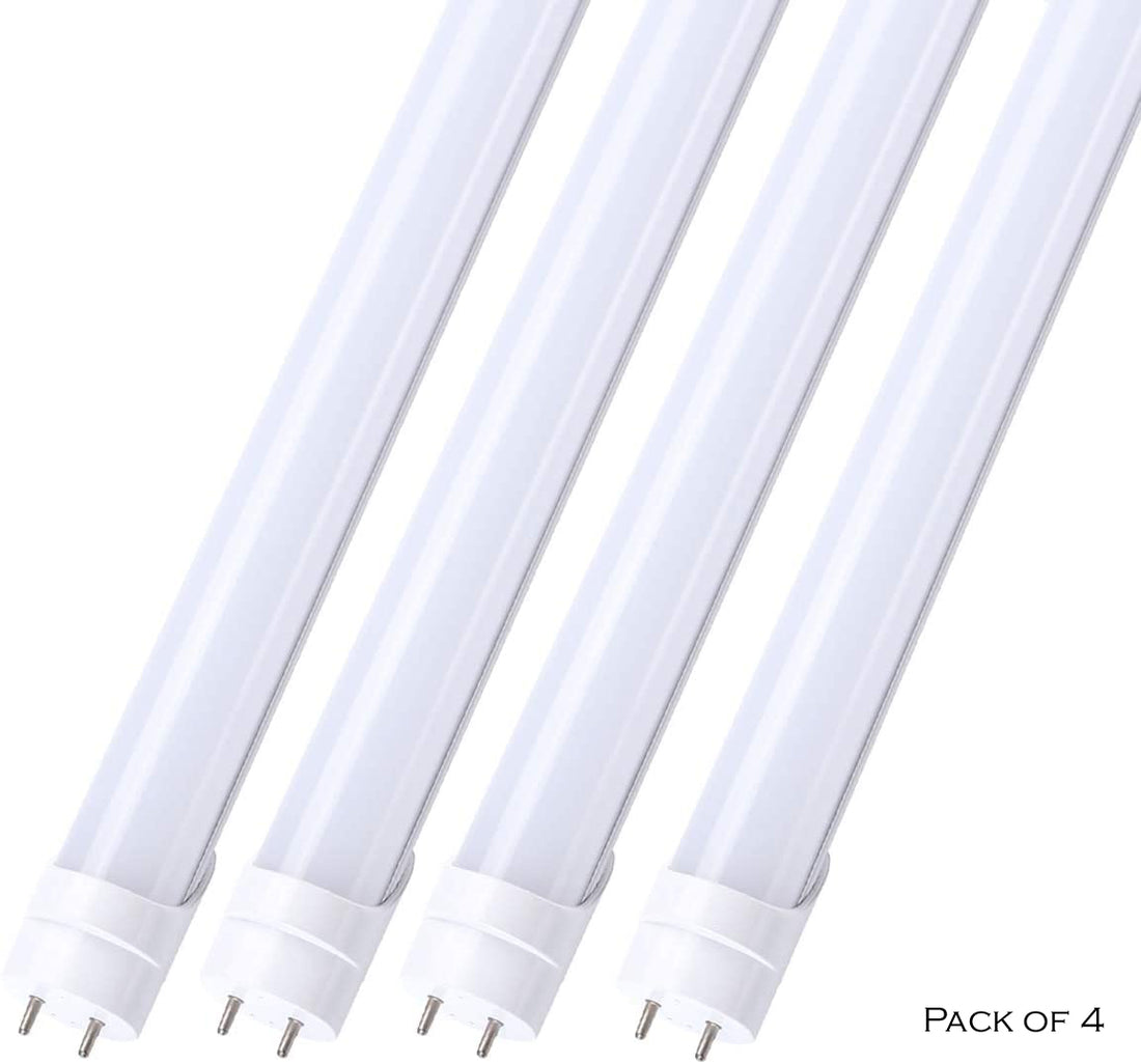 T8, LED Tube, Compatible Ballast 18w = 32W, 1900Lummens, 100v-347v DLC, Natural White 4000K (4-Pack)