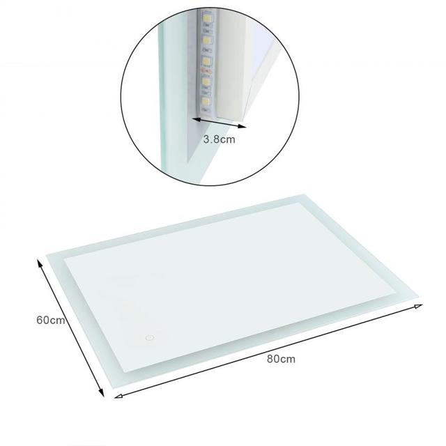 Smart Rectangular Bathroom Mirror Refection with Adjustable Touch Switch Ligh Led Wall Mounted Mirror Hwc