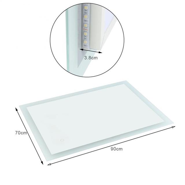 Smart Rectangular Bathroom Mirror Refection with Adjustable Touch Switch Ligh Led Wall Mounted Mirror Hwc