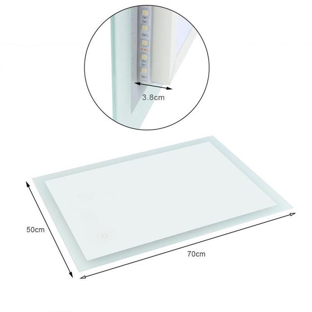 Smart Rectangular Bathroom Mirror Refection with Adjustable Touch Switch Ligh Led Wall Mounted Mirror Hwc