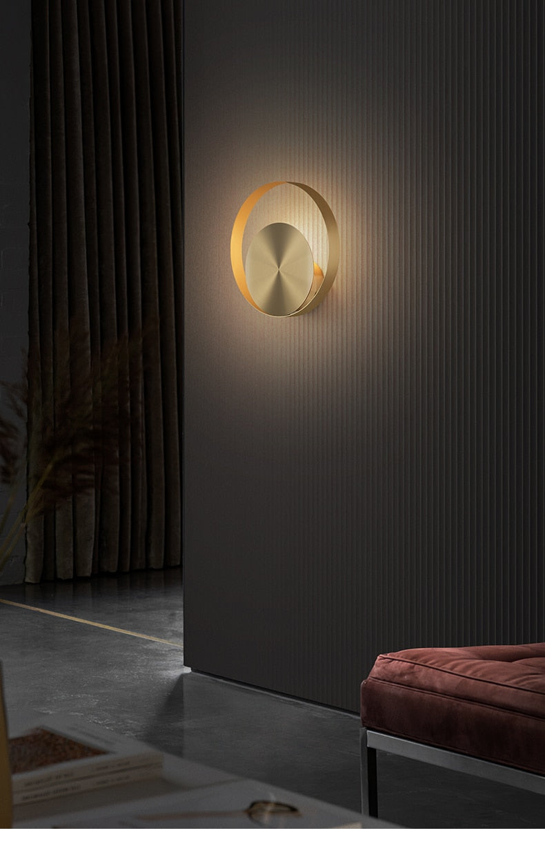 Modern Copper Wall Lamp Living Room Decor TV Background Luxury Light Corridor Bedroom Bedside Round Wall Lamp.Free shipping to Canada, delivery 60 days.