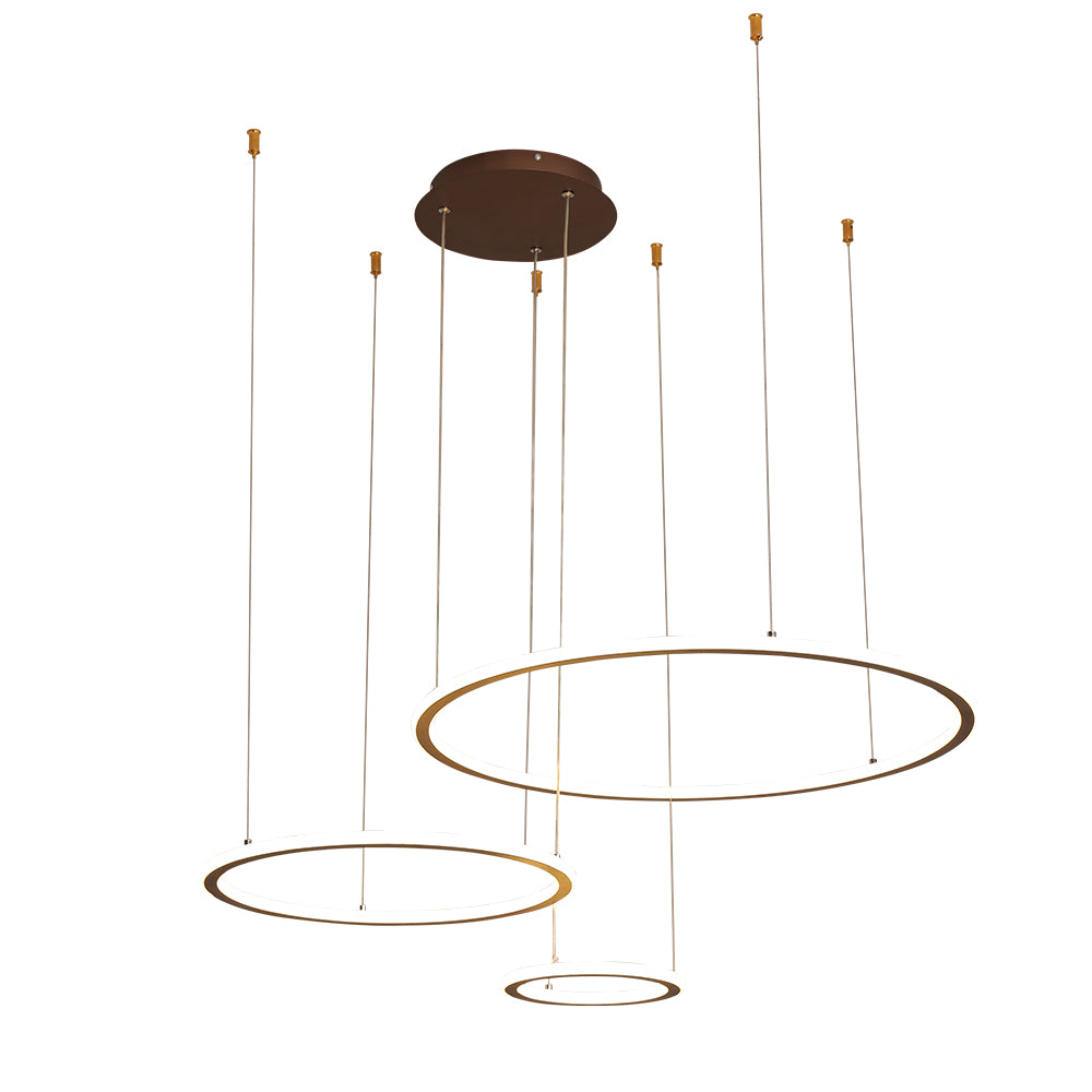 Simple Hanging Decorative Ceiling Pendant Lights Circle Rings Acrylic Gold Nordic Modern Chandelier.Certificate UL