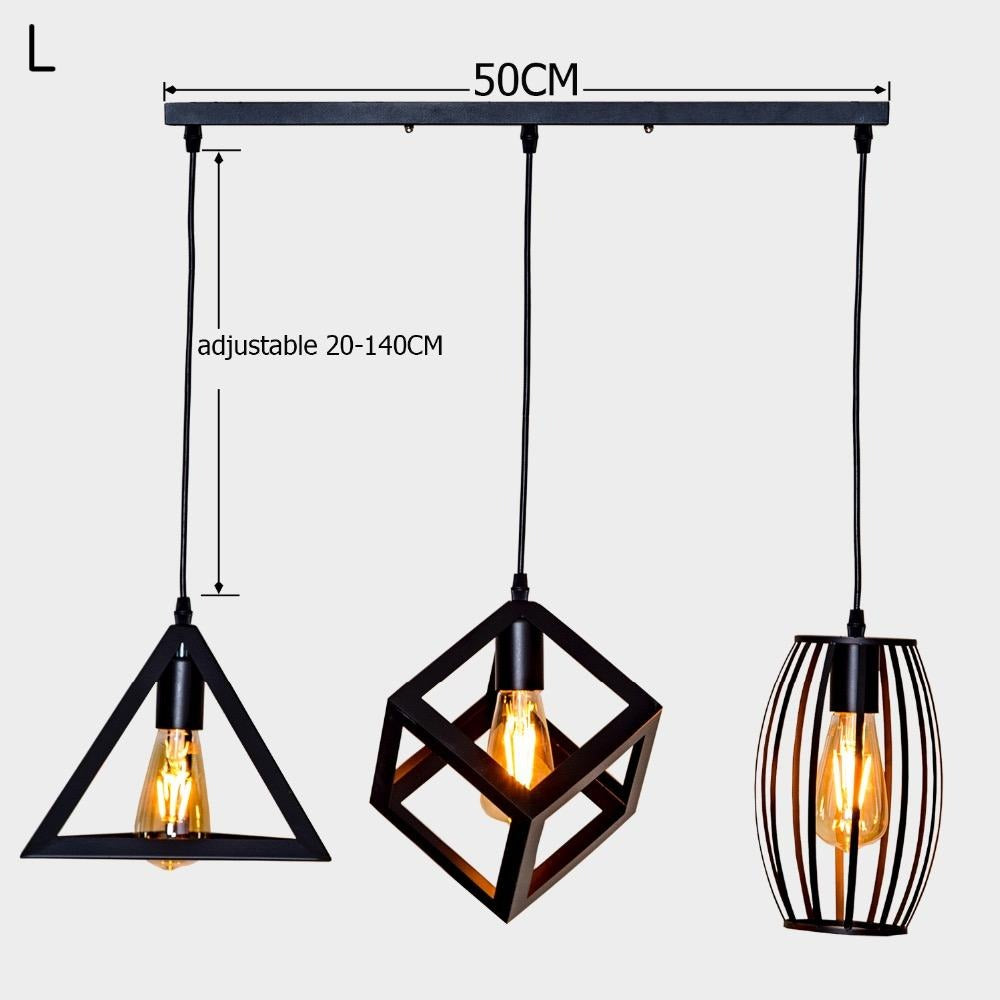 STRAK Pyramid Hanging Lamp Back Scenery Lof Modern Pendant Ligh Black Bird Cage Iron E27 Metal Cage