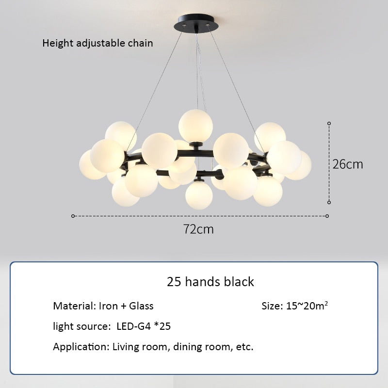 Modern Nordic G4 Led Chandelier Style White Glass Ball Lamp For Living Room Kitchen Lighting Decoration Home Ceiling Fixtures.Certification: UL