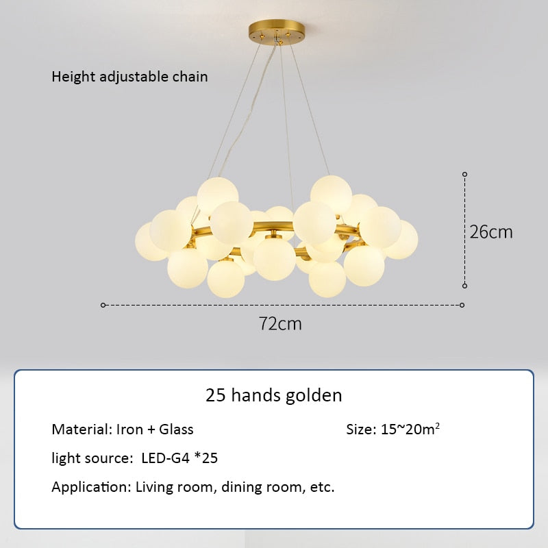 Modern Nordic G4 Led Chandelier Style White Glass Ball Lamp For Living Room Kitchen Lighting Decoration Home Ceiling Fixtures.Certification: UL