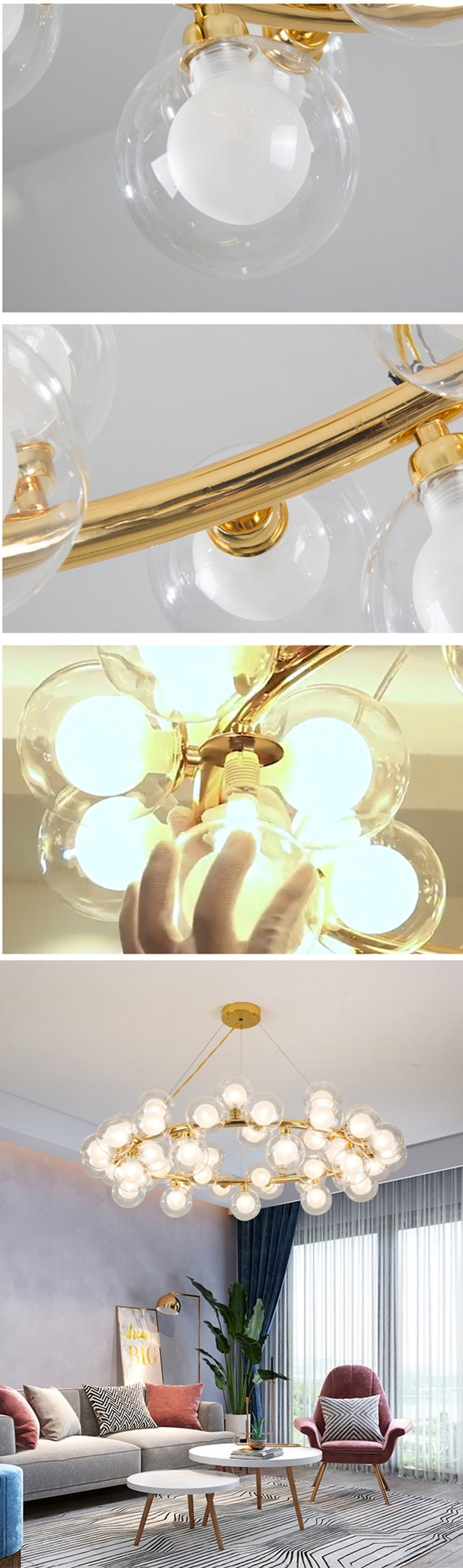 STRAK Glass Bubble Led Modern Creative LED Chandelier Pendant Ceiling Light Certification Ul