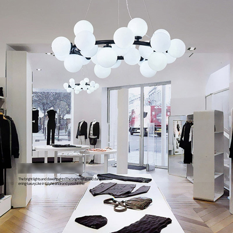 Modern Nordic G4 Led Chandelier Style White Glass Ball Lamp For Living Room Kitchen Lighting Decoration Home Ceiling Fixtures.Certification: UL