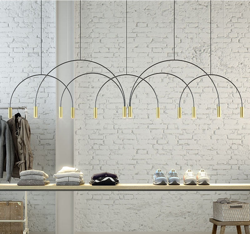 STRAK Brass Pendant Lamp Minimalist Rainbow Pendant Light Modern Creative Led for Dining Ul