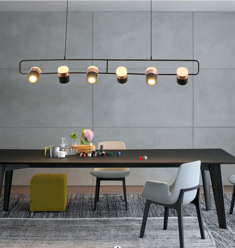 STRAK Postmodern Led Pendant Lights Simple Rose Gold Suspension Lamp for Dining Room Bedroom Hanging Light Ul