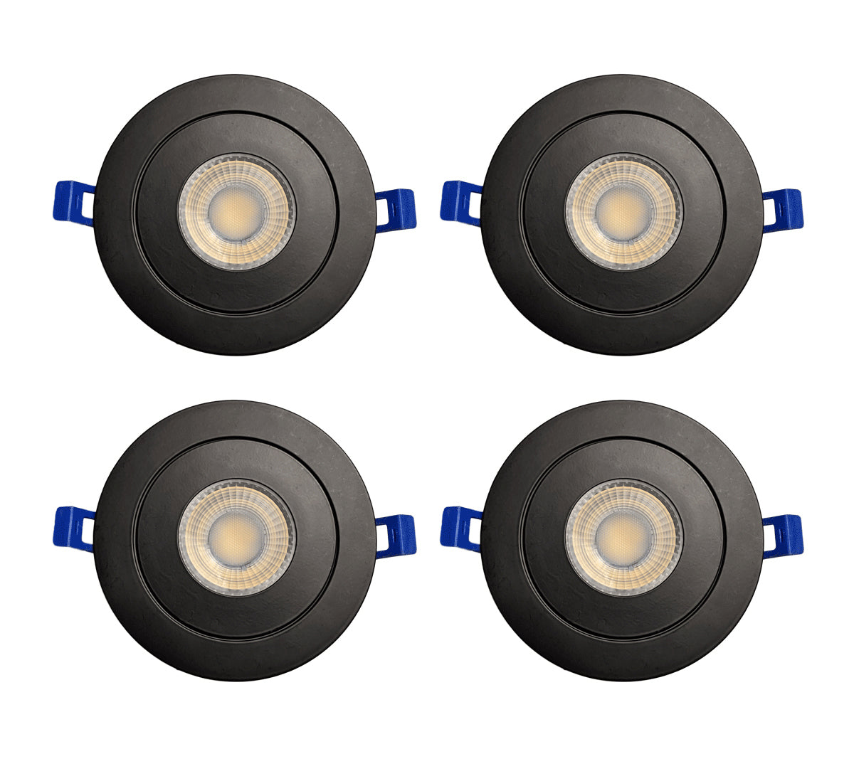 Strak Gimbal Black 4-Inch Integrated Slim Panel 7w 560lm Downlight Recessed Lighting Ic Rated 4000k (Natural White) - Energy Star (4-Pack)