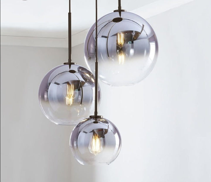 Nordic modern gradient color E27 creative LED glass pendant light for home bedroom living room restaurant shop.Certification:UL