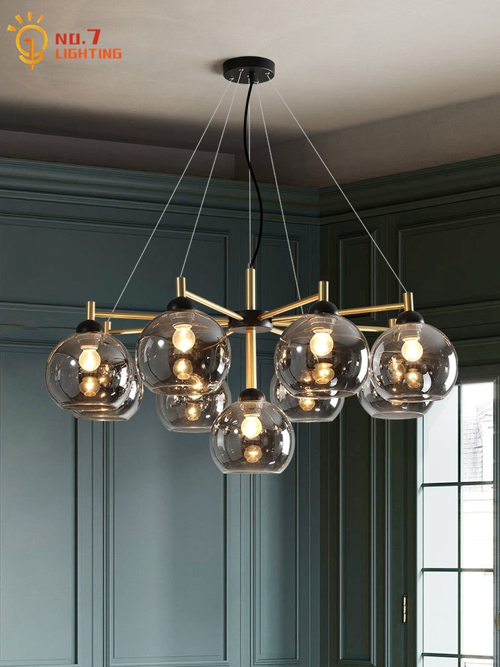 Nordic luxury chandelier light amber/smoke gray decorative LED luminaire for living/dining room restaurant, Certification UL, FREE SHIP TO CANADA