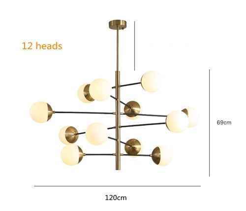 Post Modern Design Metal Molecule Glass Ball Pendant Lamp Creative Art Indoor Light Fixture Ideal for Loft, Villa, Ul