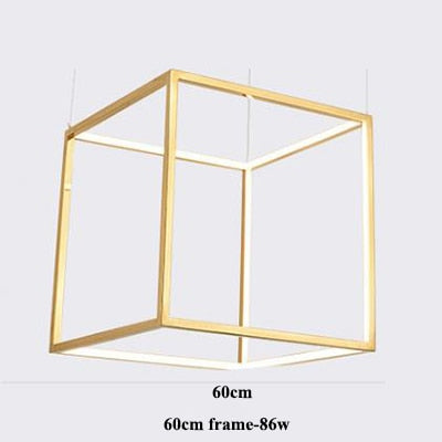 Modern Gold Square Led Chandeliers Lighting Indoor Led Pendant Chandeliers Lights Living Room Decor Hanging Lamp Lobby Luminaire.Certification: UL