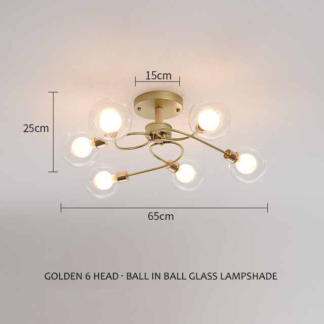SANDYHA Modern Nordic Led chandeliers Glass Ball Lampshade Ceiling Lamp Living Kitchen Dining Bedroom Home Decor Indoor Lighting