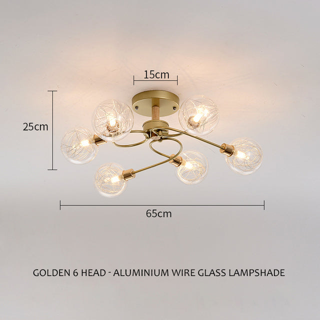 SANDYHA Modern Nordic Led chandeliers Glass Ball Lampshade Ceiling Lamp Living Kitchen Dining Bedroom Home Decor Indoor Lighting