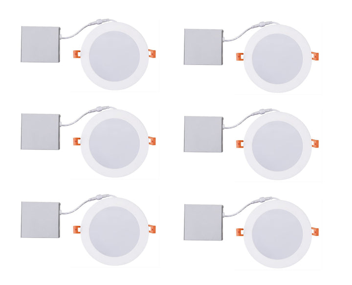 LED 6-inch White Slim Panel Downlight 9W 750 lumens with Junction Box 6000K (6-Pack)