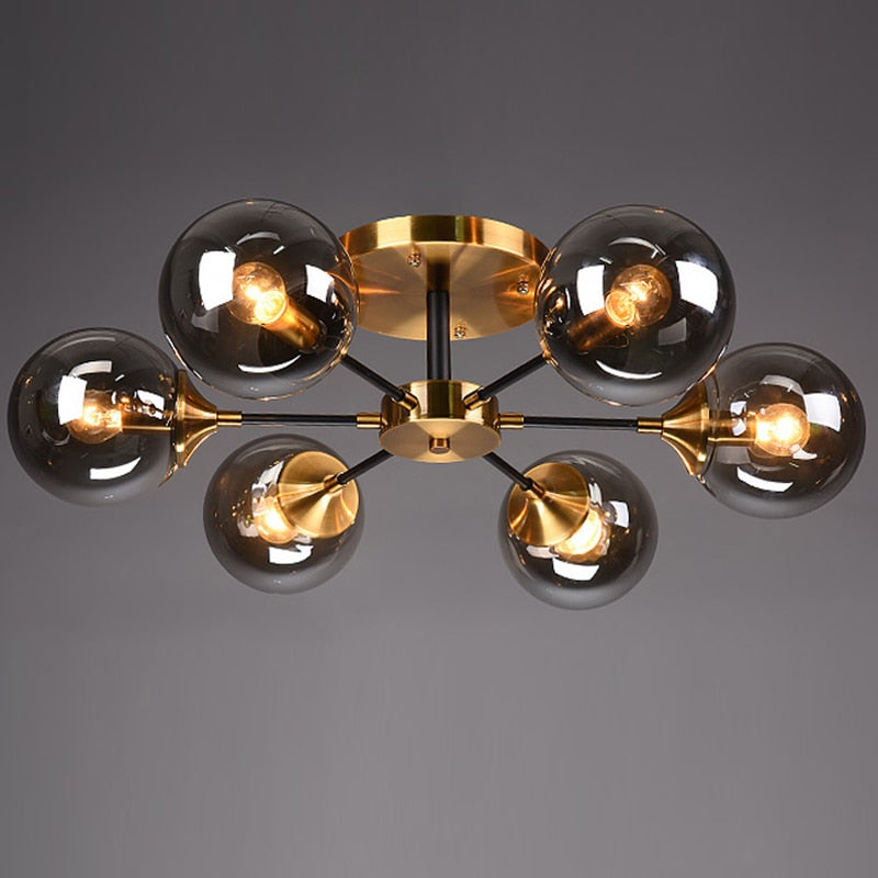 Living Room Ceiling Chandelier Nordic Home Decor Lighting LED Bedroom Lamps Smoke Gray / Amber / Clear Glass Glass Lamps,Certification:UL, Free shipping to Canada.