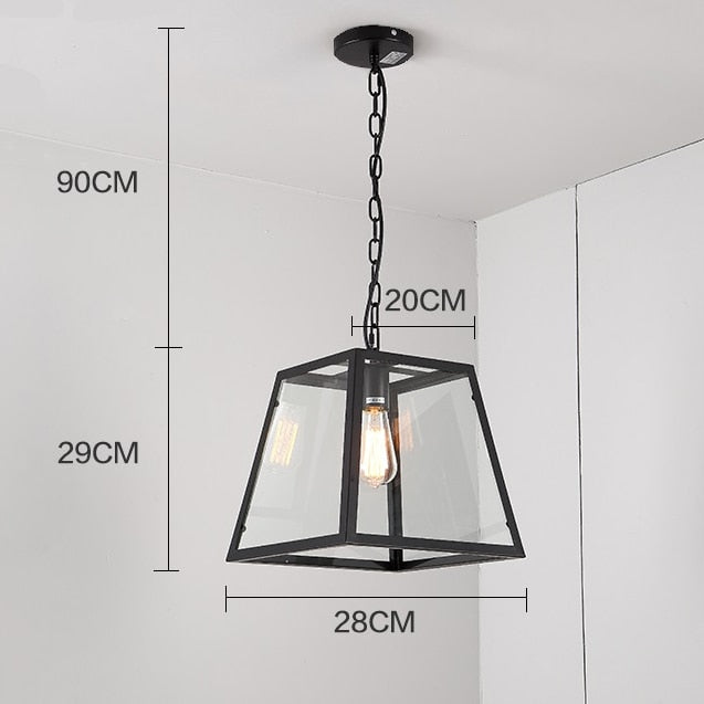 STRAK Vintage Led Lamps Loft Retro Iron Acrylic Box Pendant Lights Restaurant Rectangular Dining Living Room Cafe Lighting Fixturesul