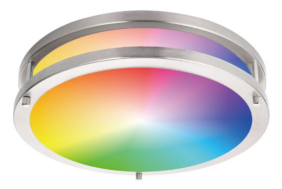 WiFi RGBCW,12 inch LED Flush Mount Ceiling  Light Double Ring Brushed Nickel, Works with Alexa & Google, CETL