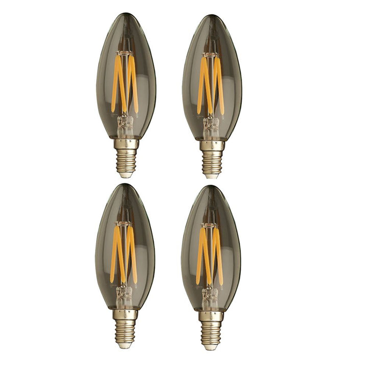 LED Filament Clear Candelabra 3000K 6W= 60W E12 CRI90 ES Dimmable- Pack of 6