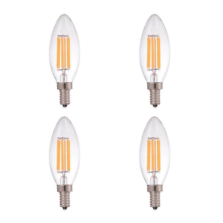 STRAK Candelabra E12 Base, 6W-60Watt Equivalent Clear Filament 5000K, Edison, CRI90, ES, Dimmable, LED Light Bulb (4-Pack)